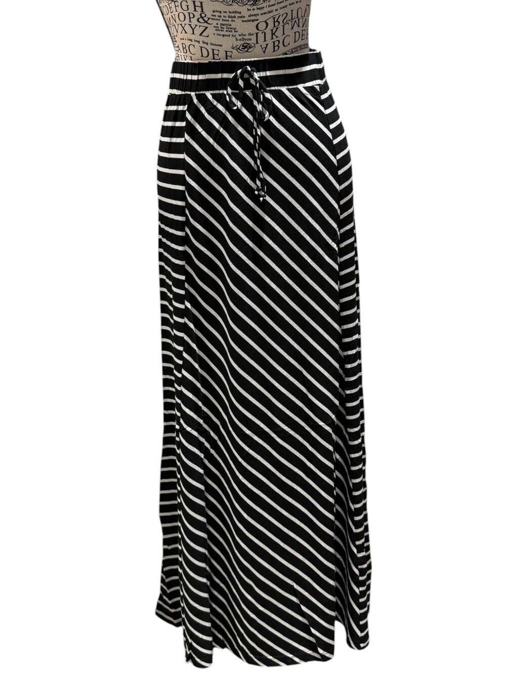Fraiche by J Black & White Striped Maxi Skirt Size Small NWOT